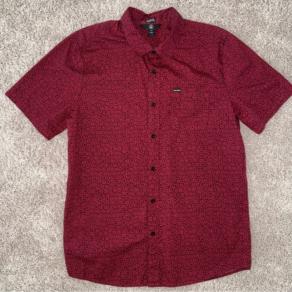 VOLCOM Men's Red Patterned Shirt